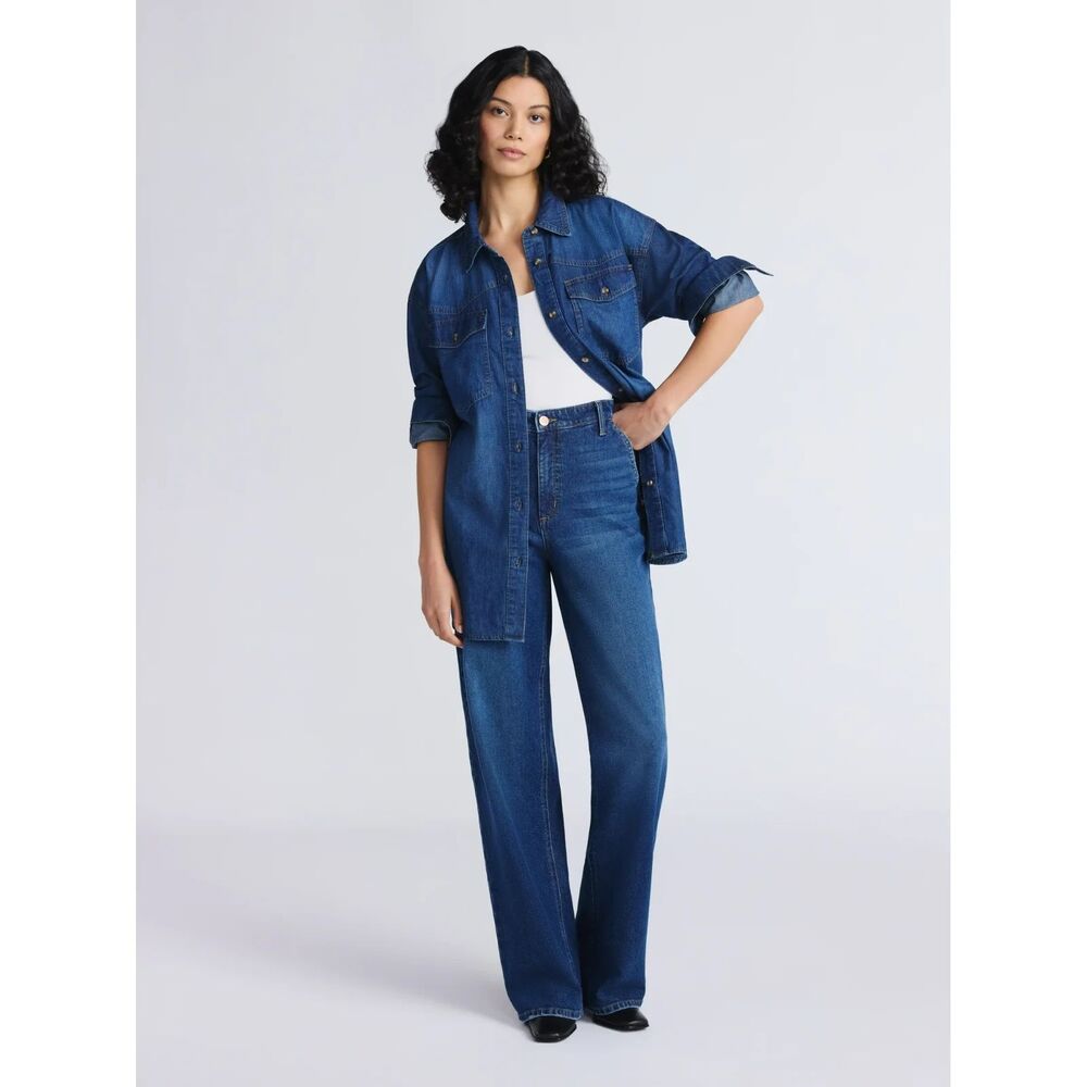 Sofia Vergara Women's Oversized Boyfriend Shirt with Long Sleeves Size S